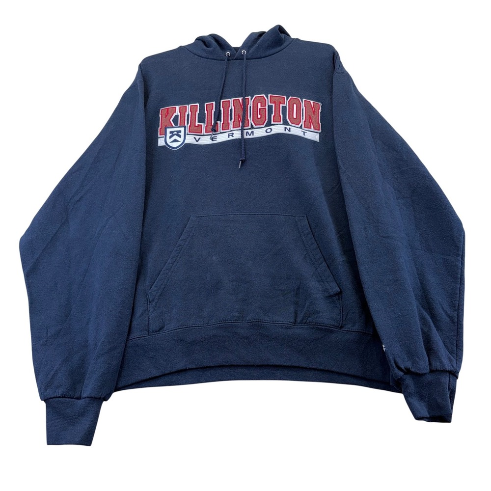 Champion Hoodie Mens M Navy Killington Vermont Eco Fleece Pullover Graphic Logo
